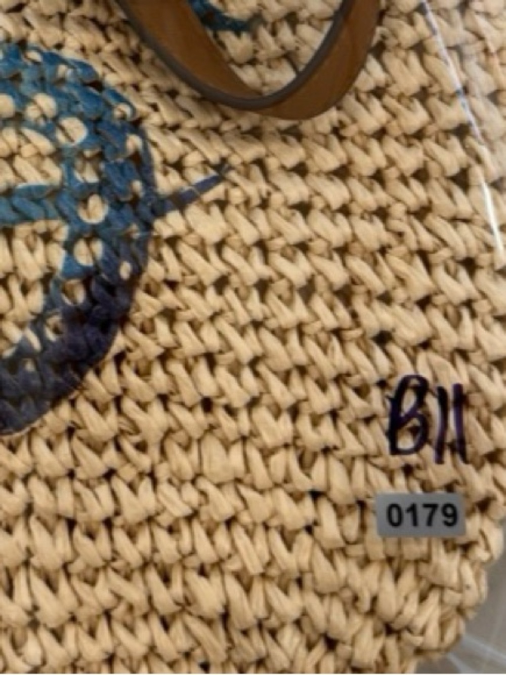 INC. Straw Tote with Blue and Purple Octopus and Brown Straps - Picture 6 of 6